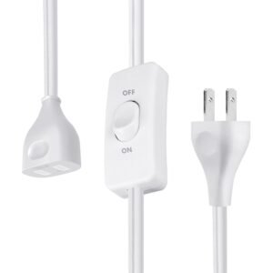 [UL Listed] 6 Ft White 2 Prong Polarized Extension Cord with On/Off Switch