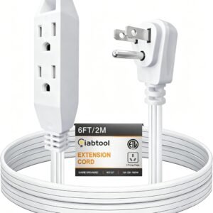 [ETL Listed] 6FT White Extension Cord W/ 3 Outlets, 3 Prong 16/3SPT-3