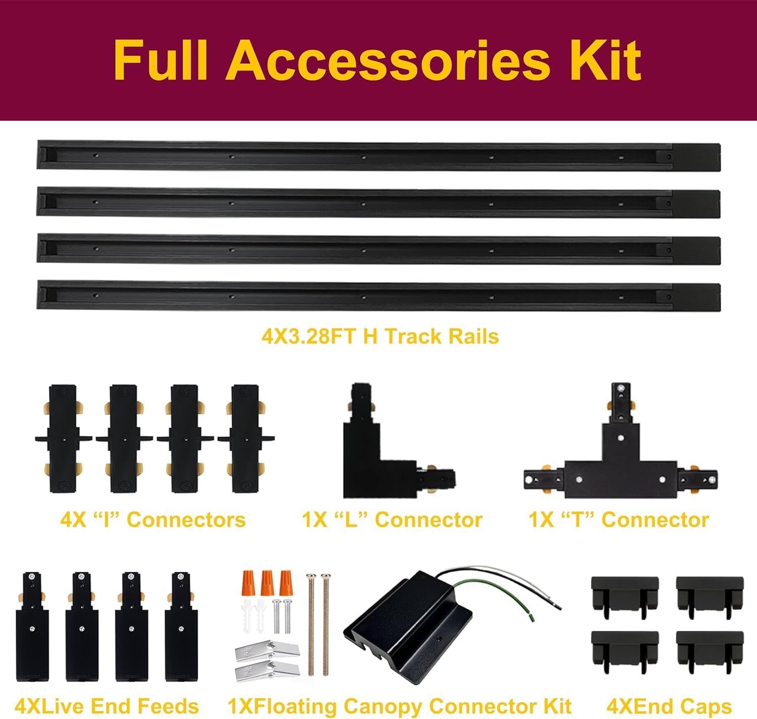 Full Accessories and Rails Kit for H Type Track Lighting Systems - 图片 2