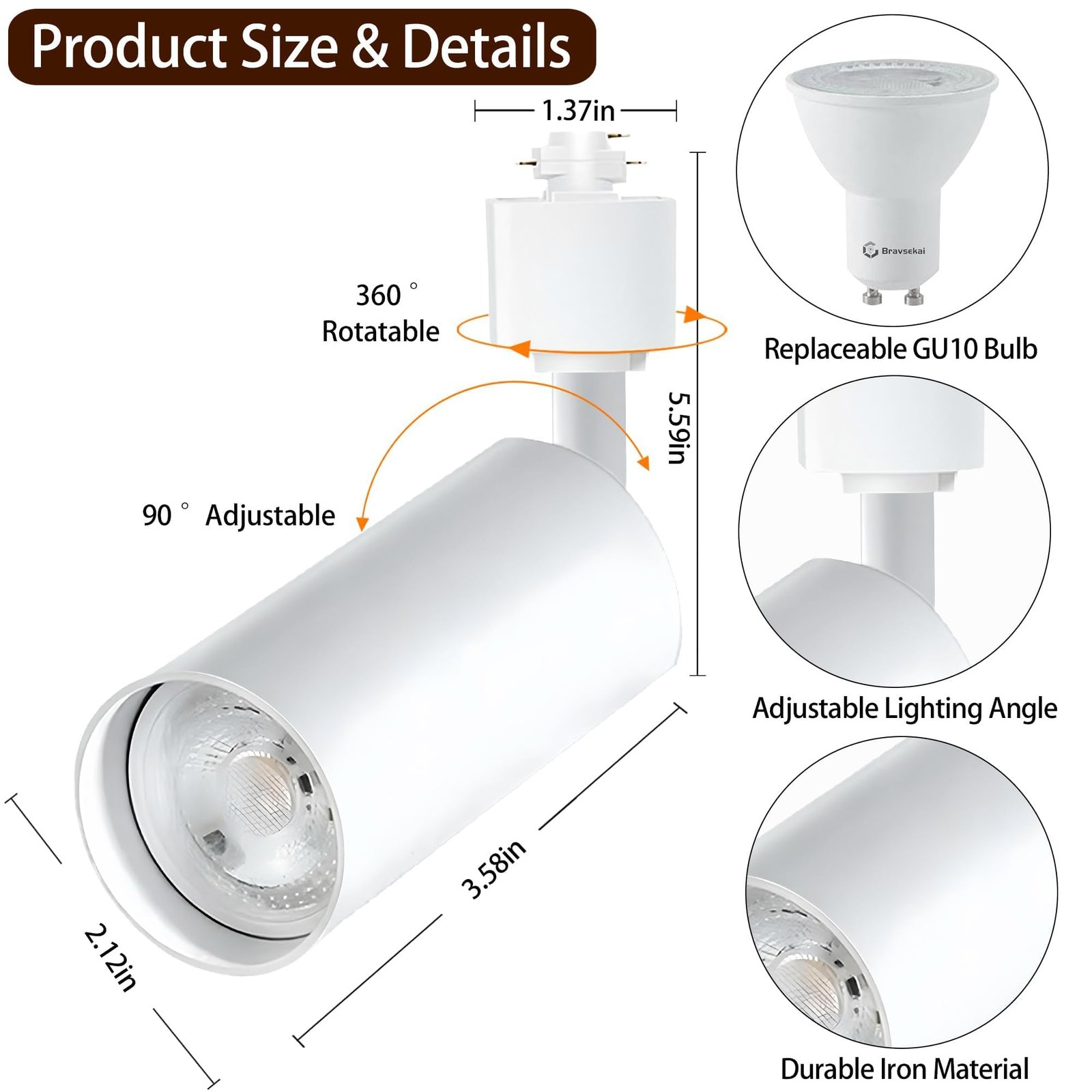 8 Packs GU10 RGB Track Lighting Kit Color Changing - 图片 3