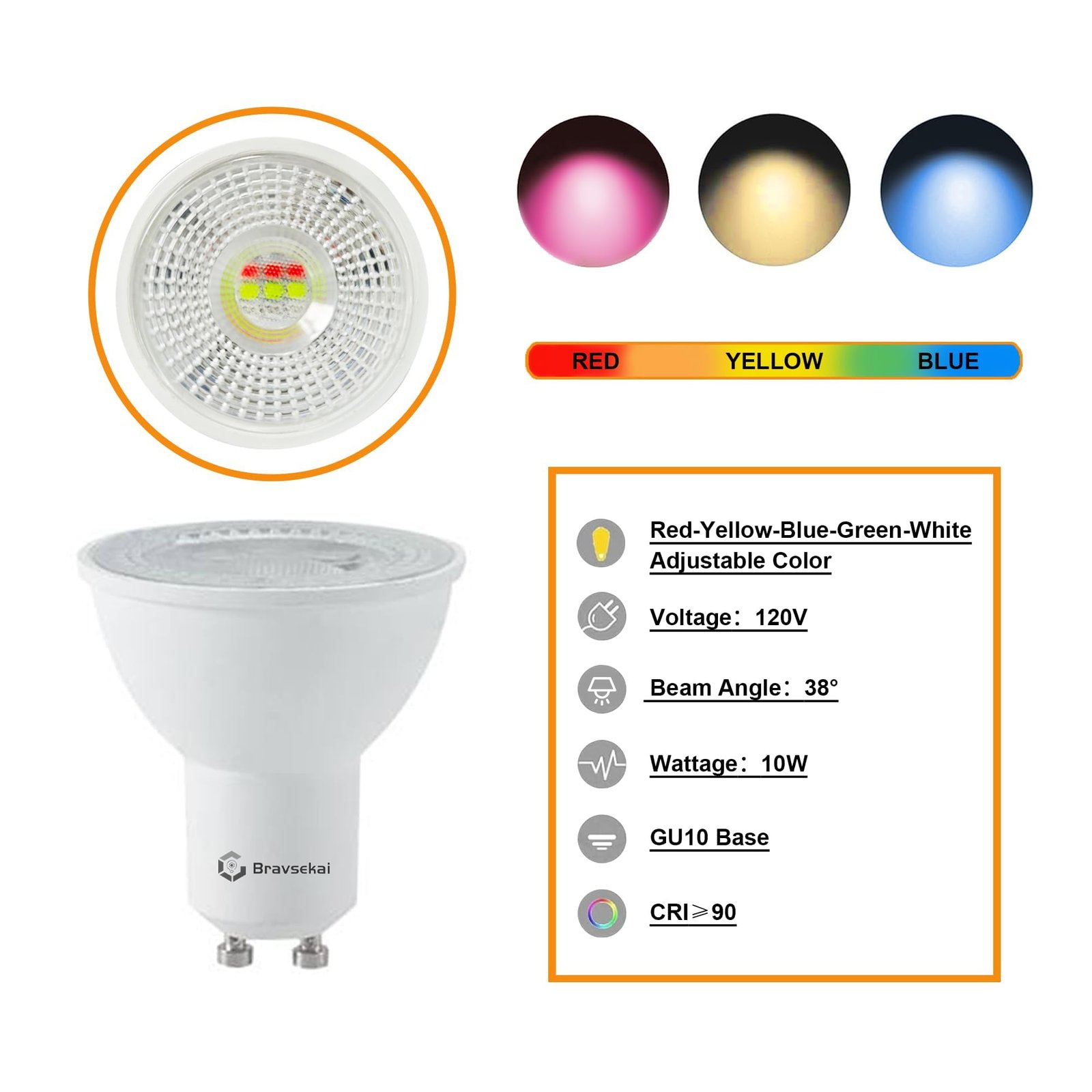 8 Packs GU10 RGB Track Lighting Kit Color Changing - 图片 8